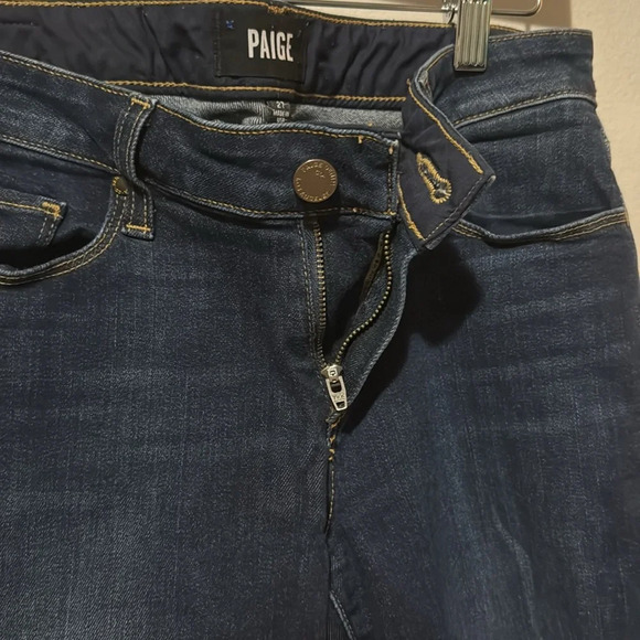PAIGE skyline ankle peg jeans size 27 EUC dark wash premium denim emery blue - Picture 12 of 13